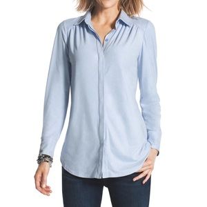 Chico’s women’s Smooth Faux-Suede Reza Shirt light blue, size 2 (large, size 12)